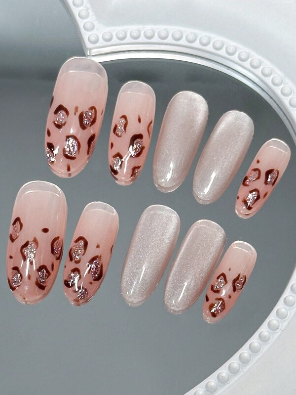 10Pcs Handmade Press-On Nails With Sparkly Rhinestones Designs,Glossy Press On Nails Medium Almond Nails ,Black French Nails And Gradient Cat-Eye Design,Nail Piece Wearable Fake Nail Piece Rubbing Strip Double-Sided Jelly Glue Tool Home Diy Nail Art,Easy To Use Diy Fake Nail Sets For Women And Girls Nail Supplies Nails