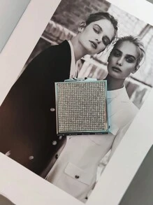 1pc Compact Folding Double-Sided Rhinestone Mirror, Stylish Makeup Mirror,Makeup,Cheap,Room Decor,Vanity,Travel,Bedroom,Makeup Accessories,Mirror,Vanity Mirror,Mini Mirror,Compact Mirror,Mirror Small,Hand Mirror,Cheap,Stocking Stuffers,Makeup,Makeup Tools,Cheap Stuff,Gifts,Gifts For Women,Christmas Gifts - Silver - View 2