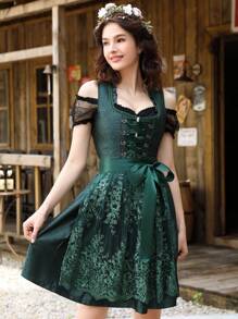 Oktoberfest Costumes Women Garden Maid Dresses 3pcs Sexy Oktoberfest Outfit Halloween Costume For Women - Dark Green - View 5