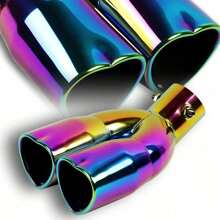 Easypie Selection Ống xả kép bằng thép không gỉ hình trái tim 63mm cho xe ô tô Ống giảm thanh đuôi JDM - Kiểu cong - Xem 6