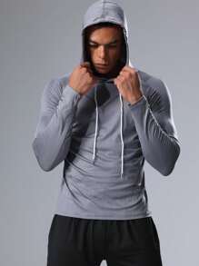 Sudadera con capucha con estilo de novio para hombres, chaqueta deportiva para fitness y entrenamiento, sudadera con capucha cómoda y elegante, ropa de otoño e invierno con estilo de novio para hombres, camiseta de compresión para hacer ejercicio - Gris - Ver 1