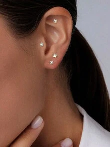 1 CÁI S925 Sterling Silver Cat Dog Paw In Đáy phẳng Đâm thủng Hình học Đơn giản Khuyên tai đơn cho phụ nữ và nam giới, Khuyên tai và khuyên xương tai - đơn - Xem 3