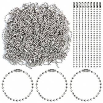 60pcs 10cm Metal Ball Chains With Connectors, Adjustable Silver-Color Beaded Steel Chain For DIY Jewelry Making, Crafts