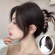 2 件装合成 10 英寸中分法式刘海，女士左侧和右侧刘海，自然无缝刘海接发