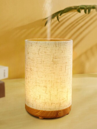 ellestfun 1 pieza Difusor de aceites esenciales de luz cálida de 80ml, difusor de aire con tela de simulación y difusor de aromaterapia con grano de madera y humidificador para dormitorio, hogar, habitación pequeña