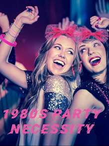 7/10pcs 80s Party Costume Accessories, 1980s Neon Color Dress Party Set, Women Neon Venetian Blinds Sunglasses Necklace Belt Leg Warmers Headband For Party, Dance - Multicolor - View 3