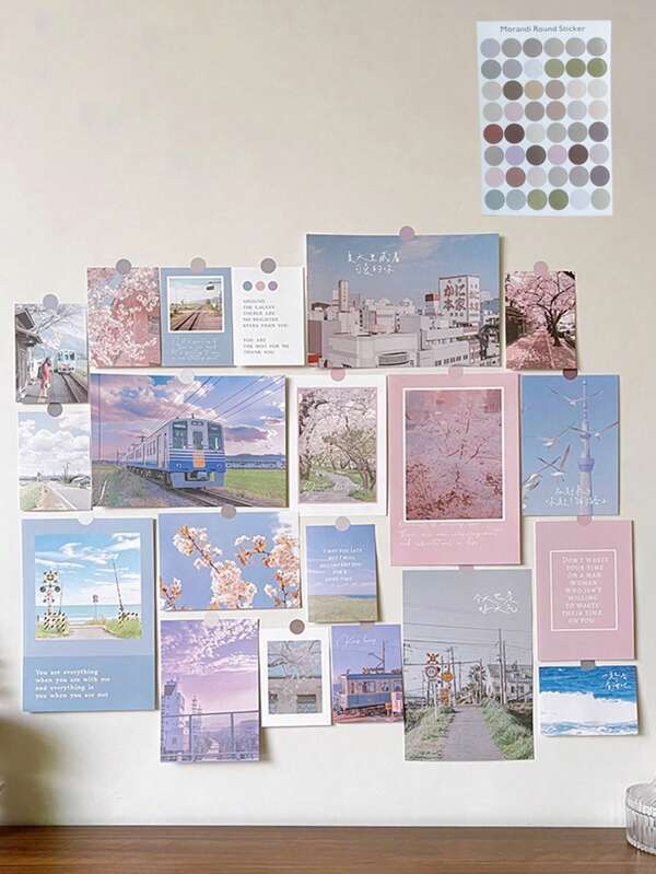 20 Stück Wand-Dekorations-Karten mit Landschaftsmustern für Schlafzimmer, Poster, Aufkleber, Wandkunst, Frühlings-Dekorations-Artikel um Ihr Zuhause aufzufrischen, Festdekoration Aufkleber als Geschenke für Geburtstag und Abschluss