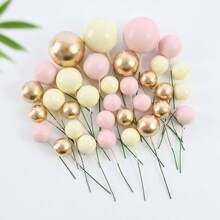 32Pcs Colorful Beads Cake Picks Decoration Pearl Balls Cake Insert Cupcake Topper Wedding Birthday Holiday Party Supplies - Multicolor - View 14