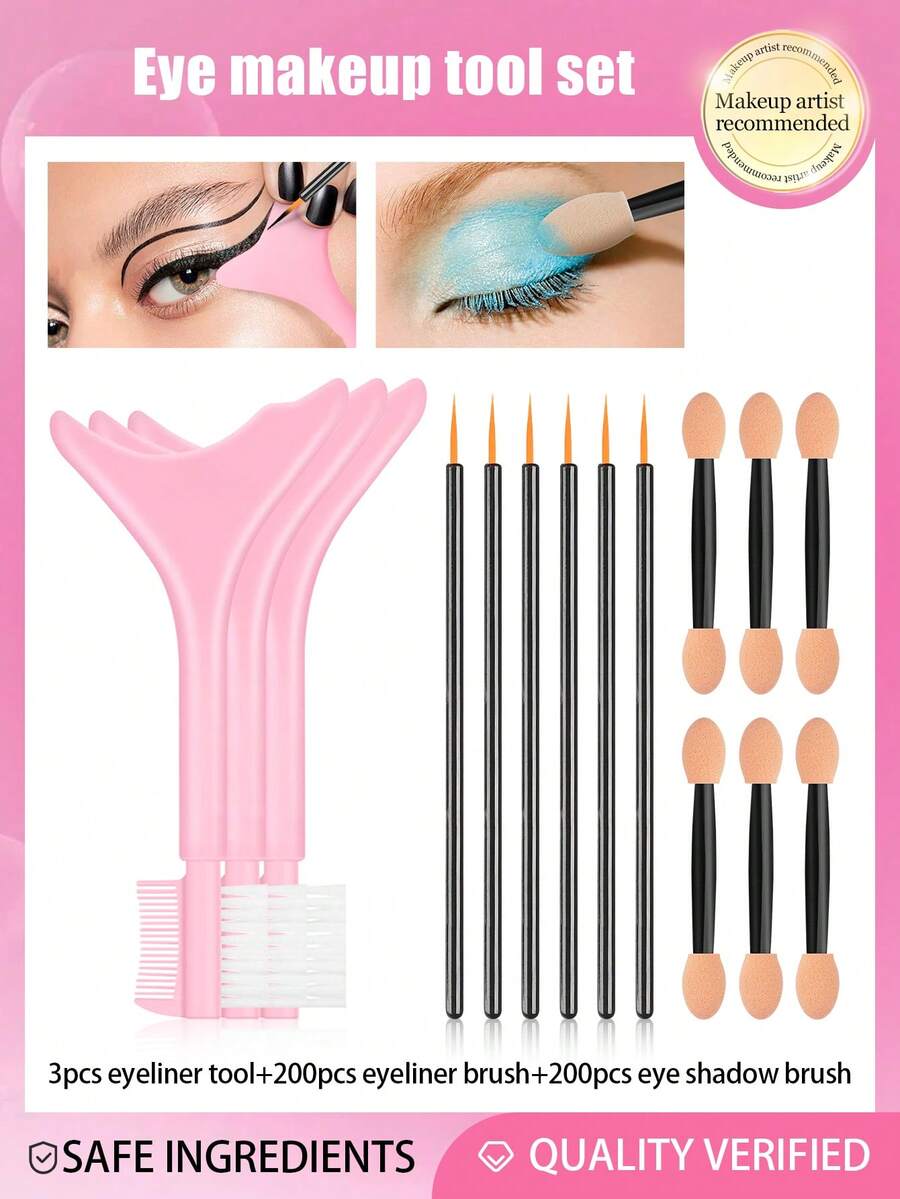 403入組多功能眼妝工具，眉刀，矽膠眼線輔助工具，睫毛刷，眼線刷，眼影刷，眼線輔助工具配有睫毛刷和眉毛梳，睫毛化妝工具套裝，新手化妝的理想選擇，可重複使用的矽膠眼線工具，適用於眼睛/睫毛/眉毛/唇部，女性化妝配件。 - 彩色 - 查看 1