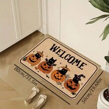 pocket monsters 1pc Halloween Pumpkin Head & Black Cat Pattern Anti-Slip Doormat, Corridor Kitchen Bathroom Balcony Mat, Bathroom Mat Outdoor Carpet, Indoor/Outdoor Decorative Rug