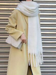 1pc Solid Color Women's Winter Scarf,  Winter Warm Neck,Autumn And Winter New Tassel Long Scarf, High-End And Thickened Warm And Cold Resistant Multifunctional Shawl Scarf, Suitable For Daily Use By Men And Women Accessories Women
