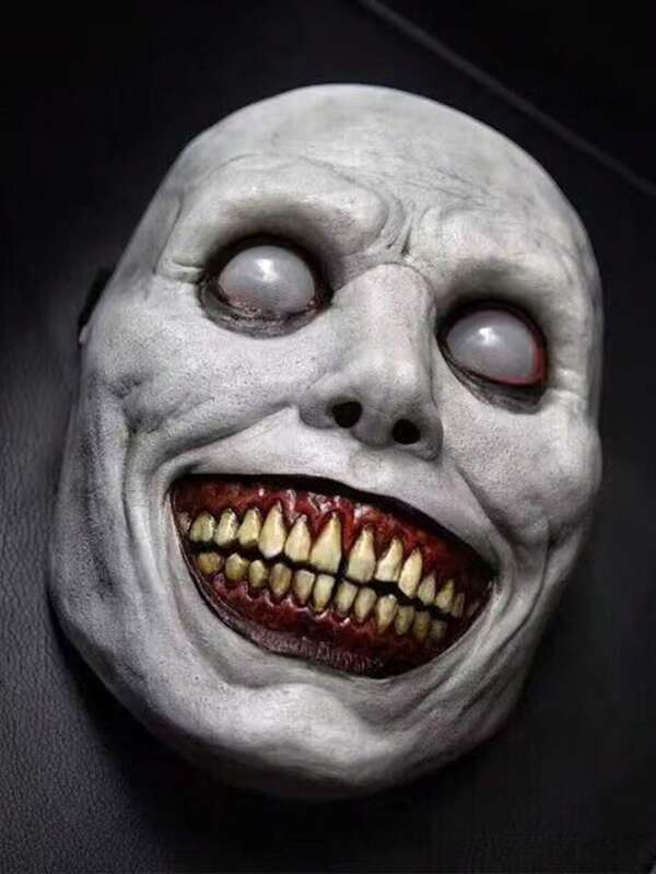 1pc Latex Mask COS Smiling Exorcist White Eye Demon Mask