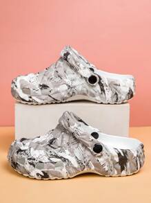 Unisex Couple Printed Fashionable Versatile Cute Creative Simple  Anti-Slip Quick-Drying Waterproof Beach Bathroom Seasons Daily Sandals, Summer - Black and Gray - View 6