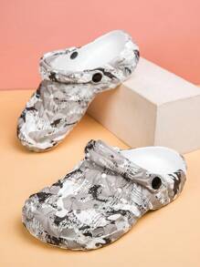 Unisex Couple Printed Fashionable Versatile Cute Creative Simple  Anti-Slip Quick-Drying Waterproof Beach Bathroom Seasons Daily Sandals, Summer - Black and Gray - View 3