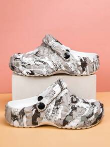 Unisex Couple Printed Fashionable Versatile Cute Creative Simple  Anti-Slip Quick-Drying Waterproof Beach Bathroom Seasons Daily Sandals, Summer - Black and Gray - View 7