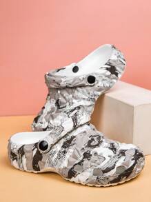 Unisex Couple Printed Fashionable Versatile Cute Creative Simple  Anti-Slip Quick-Drying Waterproof Beach Bathroom Seasons Daily Sandals, Summer - Black and Gray - View 5