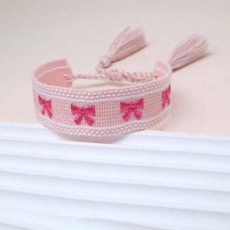 1 件手工刺绣蝴蝶结编织波西米亚风格时尚手链，适合家人、朋友、学生、节日礼物、派对、旅行、日常佩戴情人节、妈妈、母亲、母亲节、礼物