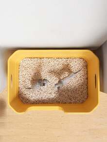 1 pieza, Arenero, Arenera para gatos bebé semiencerrada gruesa y de gran tamaño, Suministros para mascotas para el hogar