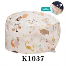 1 pieza Gorro quirúrgico con estampado de animal y planta de dibujos animados, gorro de enfermero pediátrico, gorro de lavado de clínica veterinaria, unisex - tipo K - Ver 10