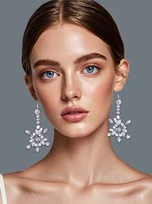 Luxury Handmade Rhinestone Bridal Earrings Suitable For Weddings, Parties And Galas Valentine's Day Accessories - A - View 1