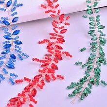1 Băng đô xoắn thủ công mềm mại đính đá màu đỏ/xanh lá/xanh dương dành cho nữ, thích hợp cho đám cưới, tiệc tùng, biểu diễn trên sân khấu và phụ kiện chụp ảnh - Nhiều màu - Xem 10