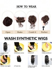 Ciocca per acconciatura da principianti con chignon morbido, estensioni sintetiche per capelli coda di cavallo per tutti i tipi di capelli, utilizzabile anche per acconciature da sposa, disponibile in tutti gli stili, colore naturale, riccio e ondulato, adatto a donne e ragazze, compatibile con costumi e parrucche da principessa - Color pianoforte - Visualizzare 9