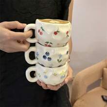 1pc Lovely Handmade Asymmetrical Ceramic Coffee Mug, High-Quality Afternoon Tea/Breakfast Cup, Suitable For Office, Company, And Home Use Back To School