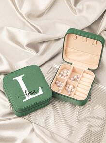 1PC Custom Print: Personalized Name Square Storage Box - Portable PU Jewelry Organizer For Necklaces, Earrings, Rings - Multi-Compartment Travel Storage Case - Ideal Gift For Sisters, Aunts, Mothers, Grandmothers, Girlfriends, Mentees, Etc. - Perfect For Holidays, Weddings, Birthdays, Valentine's Day, Mother's Day, Graduations