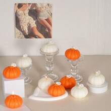 1pc Halloween Yellow And White Creative Pumpkin Aromatherapy Candles Suitable For Holiday Celebrations, Home Decoration, Photography Props, Souvenirs, Gifts, With Fragrance - Multicolor - View 6
