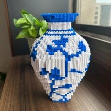 Bộ khối xây dựng bình sứ màu xanh và trắng - Bộ mô hình lắp ráp trang trí 3D sáng tạo dành cho người lớn, Đồ chơi xây dựng giáo dục, Món quà lý tưởng cho ngày lễ, Phần thưởng ở trường, Giáng sinh và bạn bè - Trong hơn 14 năm, Được đóng gói - Nhiều màu - Xem 6