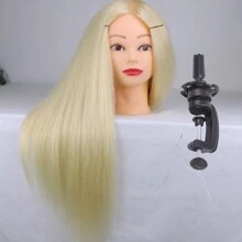 女模特训练头，60厘米长，85%真动物毛和15%合成头发造型头假人娃娃头，用于理发师发型专业美发美容娃娃头，用于发型编织剪发练习，带支架 - 彩色 - 查看 17