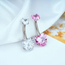 1 件简约心形设计女士性感肚脐环，适合海滩、泳池派对和穿孔配件 - 彩色 - 查看 6