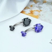 1 件简约心形设计女士性感肚脐环，适合海滩、泳池派对和穿孔配件 - 彩色 - 查看 7