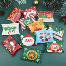 12 piezas Caja de regalo aleatoria de Navidad, Caja de almohada de Navidad como empaque de regalo, Navidad - Multicolor - Ver 1