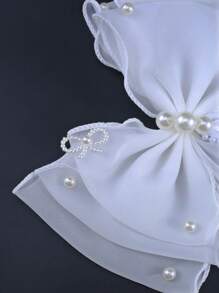 Bow Decor Hair Clip For Daily Use For Girls Hairstyles Casual Elegant Valentine's Day Valentines,Hair Accessories,Hair Barrettes Hair Clips Claw Clips Hair Claws - White - View 8