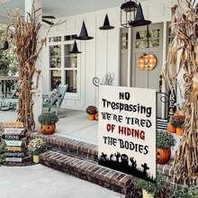 1 件 Nautrespasinwe' 已退休 Ben Heidingter Bodis 标志黑猫花园旗万圣节装饰户外趣味旗帜露台派对墓碑装饰无旗杆 - 白色 - 查看 5