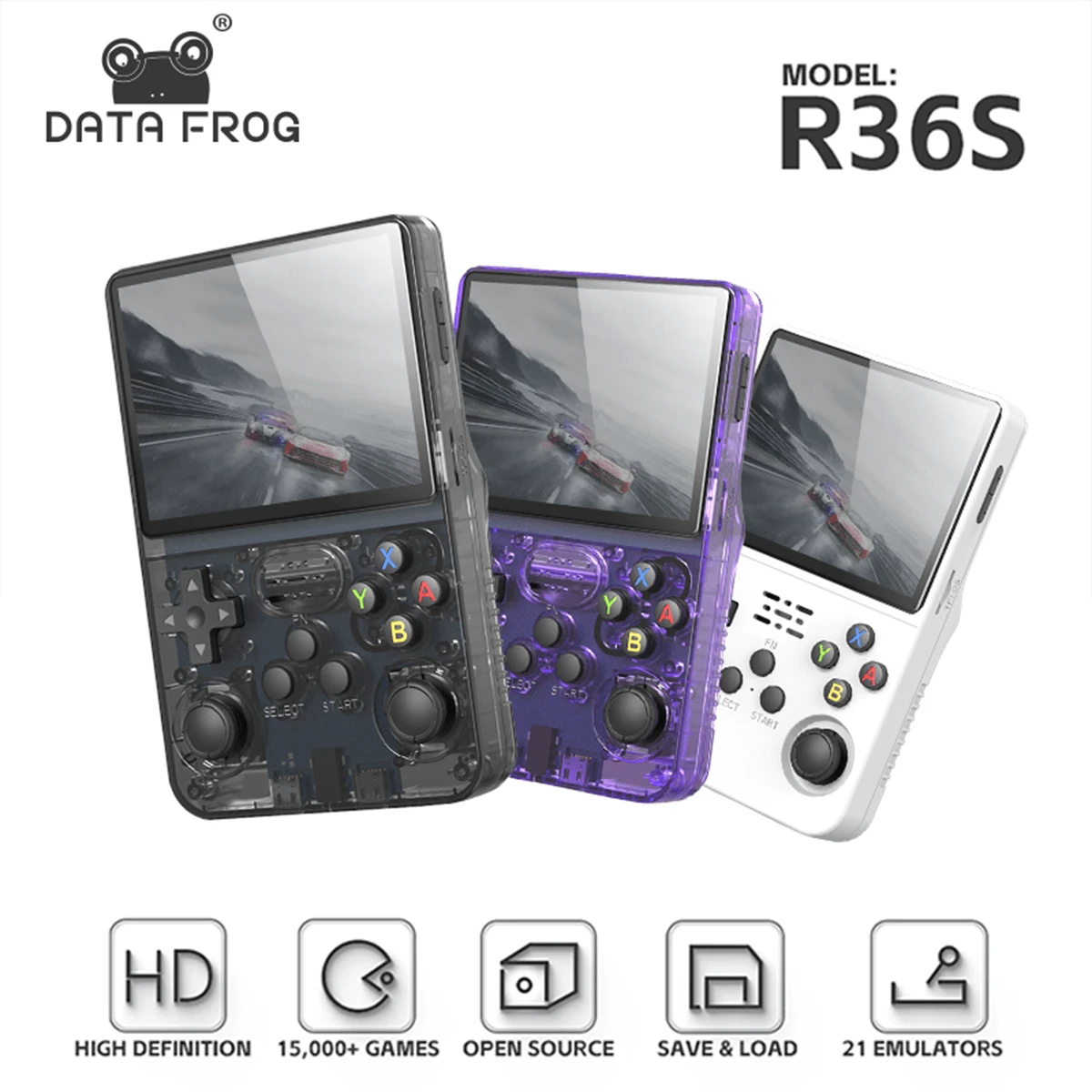 Data Frog R36S Retro Handheld Video Game Console Linux System 3.5 Inch IPS Screen Portable Pocket Video Player R35S Plus - Multicolor - View 1