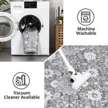All Season Washable Area Rug For Dining Room Non-Slip Indoor Throw Carpet Vintage Floor Cover Boho Rug Distressed Medallion Area Rug For Living Room Bedroom Kitchen Home Office