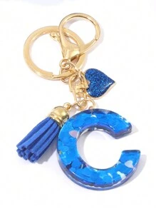 1pc Blue Color Heart Shaped Accessories Decorative Letter Keychain Pendant, Creative Water Cup Decorative Letter Pendant,Bag Charms,Cute Car Keychain,Bag And Wallet Keychain,Back To School Gift For Friend Valentines Car Accessories Bag Accessories Lanyards With Id Holder Christmas Car Accessories Teacher Sister Gift Ideas - Blue - View 6