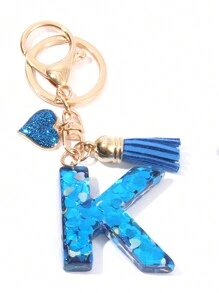 1pc Blue Color Heart Shaped Accessories Decorative Letter Keychain Pendant, Creative Water Cup Decorative Letter Pendant,Bag Charms,Cute Car Keychain,Bag And Wallet Keychain,Back To School Gift For Friend Valentines Car Accessories Bag Accessories Lanyards With Id Holder Christmas Car Accessories Teacher Sister Gift Ideas - Blue - View 7