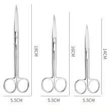 1pc Stainless Steel Scissors Set, Straight And Curved Tip, Random Styles, Extra Thick Blades, Tools For Men - Silver - View 2