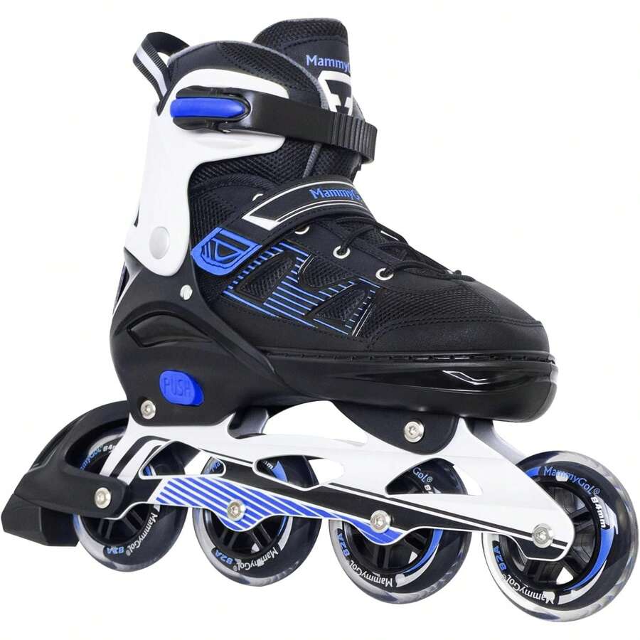 Adult Inline Skates For Men Women, Blades Roller With Carbon Steel Bearings, TPR Brake, 3D Mesh, EVA Lining, PVC Upper | Adjustable Size For Better Fit For Skating Enthusiasts - Màu xanh lam - Xem 1