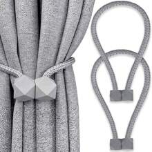 2 Packs Curtain Holdbacks Magnetic Drapery Tiebacks Wall Drape Ties Backs Decorative Accessories Home Blackout Sheer Supplies Grey - Multicolor - View 6