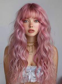 28 INCH White And Gold Wool Rolls, Mechanical Chemical Fibers, Heat-Resistant Wigs, Cosplay Parties Can Be Worn, Charming Elegant, Cute And Elegant