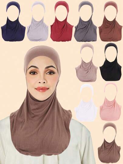 1件装女士纯色内衬头巾帽，头巾，适合春、夏、秋、冬睡眠帽