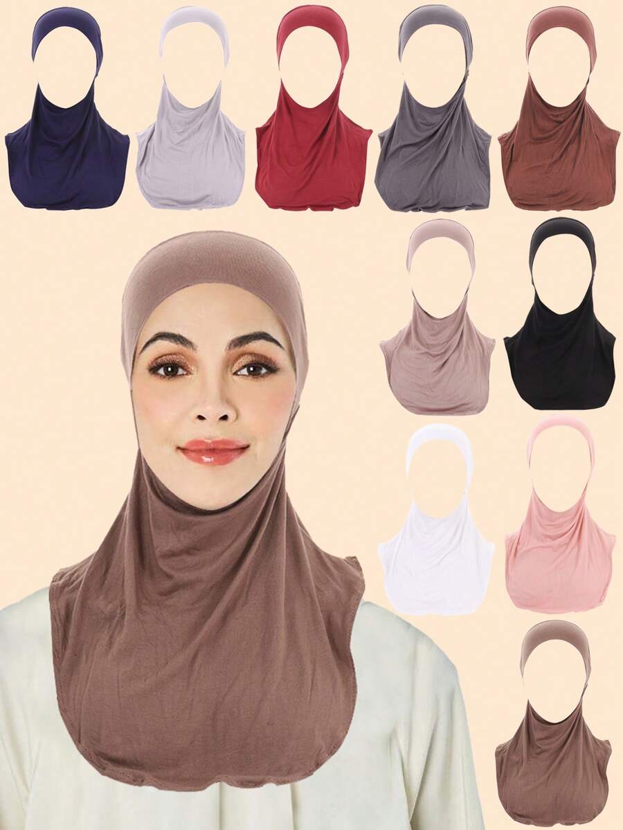 1 件女士纯色无檐小便帽头巾，适合春、夏、秋、冬