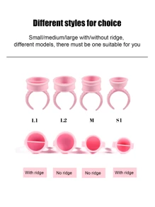 100Pcs Pink Round Glue Rings Disposable Adjustable Plastic Glue Holder Cup For Eyelash Extensions Application - Pink - View 9