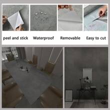 1卷 15.7x196.8 英寸混凝土壁纸，剥离和粘贴混凝土水泥纹理墙纸卷厚哑光深灰色接触纸可移除自粘防水乙烯基用于厨房台面，翻新贴纸剥离墙板，墙纸，壁纸，春季装饰物品刷新您的家，拉玛装饰贴纸礼物生日毕业 - 深灰色 - 查看 6