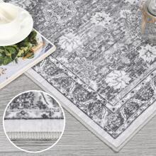 All Season Washable Area Rug For Dining Room Non-Slip Indoor Throw Carpet Vintage Floor Cover Boho Rug Distressed Medallion Area Rug For Living Room Bedroom Kitchen Home Office