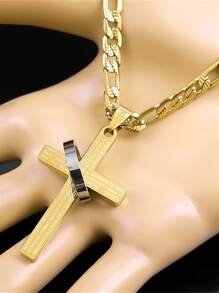 Vòng cổ mặt dây chuyền thánh giá chữ cái tiếng Tây Ban Nha cho nam bằng thép không gỉ màu vàng cầu nguyện cho Cơ đốc giáo - vòng cổ - Xem 5